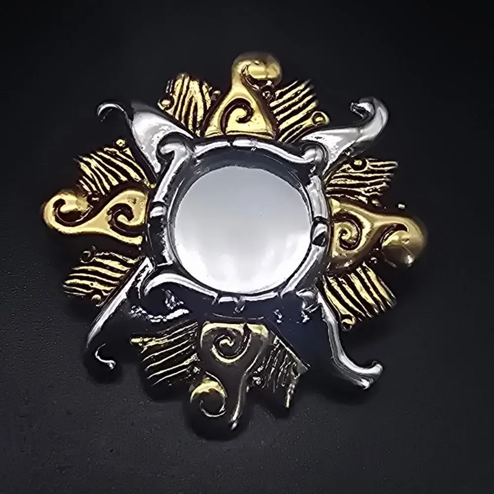 Danecraft Celestial Sunburst Brooch Sun Gold Tone Silver Tone 1990s